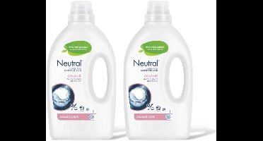 Neutral - Vloeibaar Wasmiddel - Kleur - Parfum vrij - 2 flessen - 40 wasbeurten - Voordeelverpakking | Cares for Sensitive Skin | 2 x 1000ml