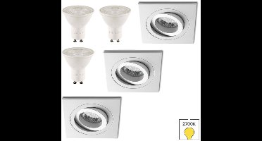Lybardo - Inbouwspots 3-pack - Kantelbaar + LED Spot 2.4W - Warmwit Licht
