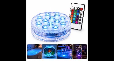 RGB Onderwater LED Verlichting met Afstandsbediening – 10 LED's – Waterdicht – Voor Vazen, Fonteinen & Bad