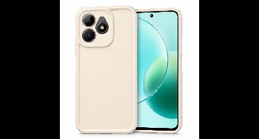 Geschikt voor Honor 400 Lite Hoesje - Siliconen Matte Back Cover - Creme