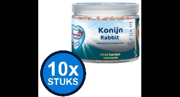 10x Renske - Gezonde beloning mini hartjes hond konijn 100gr - Hondenvoer Snacks - 100 g