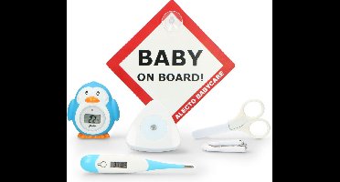 Alecto kraamcadeau - Baby geschenkset met alle  benodigdheden - Wit / Blauw / Rood
