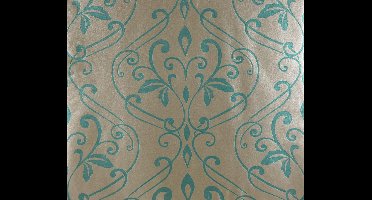Dutch Wallcoverings Vliesbehang damast - turquoise/glans