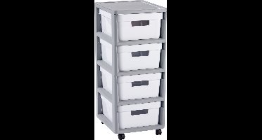 Curver Infinity Ladesysteem - 4 lades van 11L - met wieltjes - 36x30×66 cm - Wit