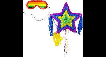 Pinata Ster Multicolor 57 cm + Pinata Blinddoek
