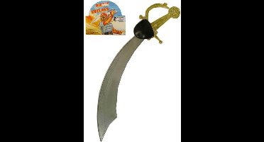 12x Krom zwaard grijs+ooglapje - piraat piraten zwaard ooglap kapitein haak