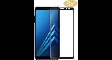 Screenprotector geschikt voor Samsung A8 2018 - Full Screen Protector Glas - 3 Stuks