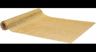 Home & Styling Tafelloper - goud - glitters - L250 x B28 cm - polyester - tafelkleed loper