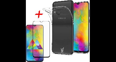 Hoesje geschikt voor Samsung Galaxy M20 Hoesje + Screenprotector Full-Screen - Transparant Siliconen TPU Soft Case - iCall