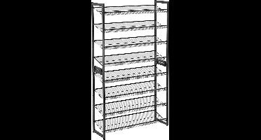 Hoppa! Schoenenrek | 8 Niveaus | Zwart | Metaal | 92,5 x 30,7 x 163,5 cm (B x D x H)