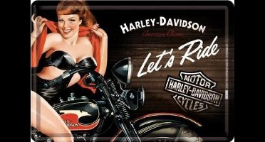 Harley Davidson Let A Ride Metalen Postcard 10 x14 cm