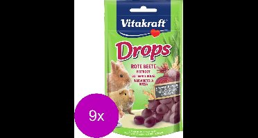 Vitakraft Knaagdier Drops - Knaagdiersnack - 9 x Rode Biet Lactose Vrij