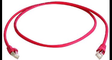 Telegärtner RJ45 (cross) Netwerkkabel Aansluitkabel CAT 6A S/FTP 2.00 m Rood Vlambestendig, Halogeenvrij