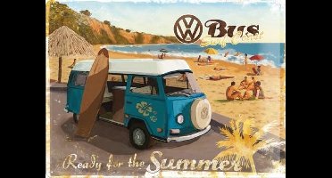 Wandbord - VW Volkswagen Bus Surf Coast Ready For The Summer - 30 x 40 cm