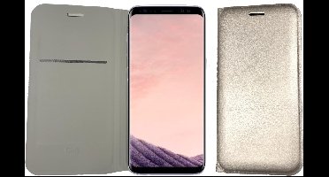 Hoesje geschikt voor Samsung Galaxy S8 Plus - Flip Wallet Portemonnee Book Case Cover Grijs / Goud met Polycarbonaat Houder - 360 Graden Telefoonhoesje