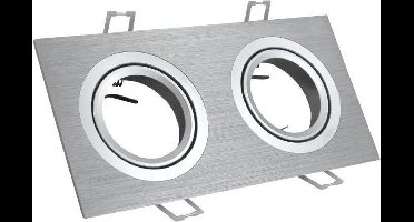 Inbouw 2x LED spot GU10 aluminium rechthoek armatuur zilver/zilver