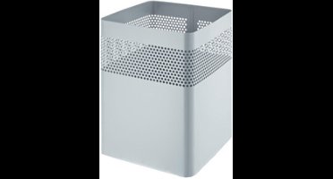 HELIT Vierkante metalen prullenbak - 18 liter - Metaal - Lichtgrijs - bxdxh 240x240x325 mm