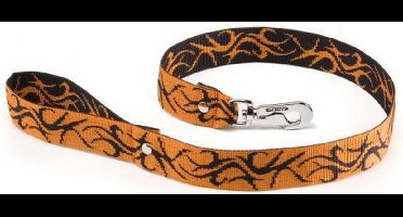 Hondenriem tatoo oranje / zwart 40 mmx100 cm