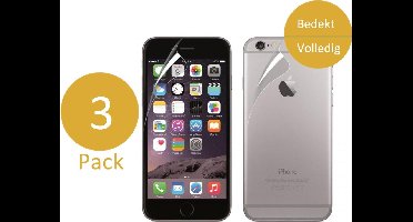 3x Screenprotector geschikt voor Apple iPhone 6 / 6s - Voor- en Achterkant 360 Graden Glas PET Folie Screenprotector Transparant 0.2mm 9H (Full Screen Protector)