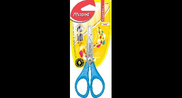Maped Linkshandige Schaar met Ronde Punt + Cm-Verdeling RVS Assorti