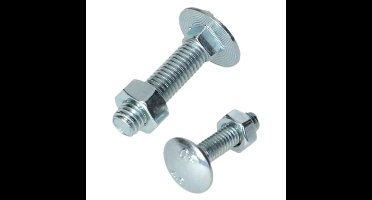 Slotbout met moer. M6.0 x 30 mm. lang. Verzinkt. 50 stuks Houtbout. Homefix.