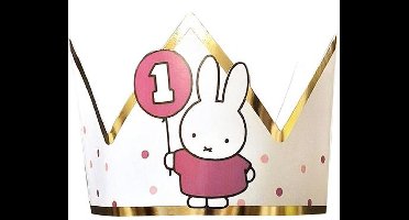 Haza Original Feestkroontje Nijntje 1 Jaar Karton Wit/goud/roze