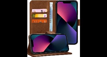 Hoesje geschikt voor iPhone 13 Pro - Book Case Kunstleer Wallet - Bruin