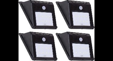Eurocatch Solar Buitenlamp 4 stuks - Buitenlamp Zonne-Energie Met Sensor - 4 Stuks - Solar lamp - Zwart - Tuinverlichting