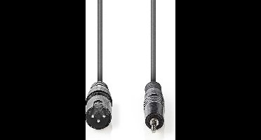 Nedis Gebalanceerde Audiokabel - XLR 3-Pins Male - 3,5 mm Male - Vernikkeld - 1.50 m - Rond - PVC - Donkergrijs - Kartonnen Sleeve