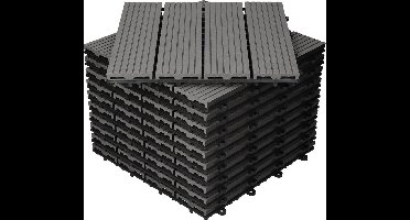 3m² 33 stuks WPC terrastegels 30x30 cm antraciet in houtlook Balkonvloer met afwatering en kliksysteem Vlonder balkontegels