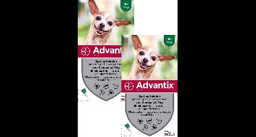 Advantix Spot On 40 0.4 ml - Anti vlooien en tekenmiddel - 2 x 4 pip 1.5-4 Kg
