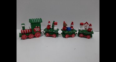Kerst trein met wagons in groen 23cm lang