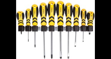 Toolland Schroevendraaierset met houder, chroom-vanadium, 5 x schroefkop, 5 x platte schroevendraaier, 10-delig
