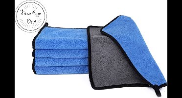 Microvezel autodoek - Autopoetsdoek - Auto schoonmaken - Microvezeldoek - 5stuks - Droogdoek - 30/60cm - Blauw/Zwart