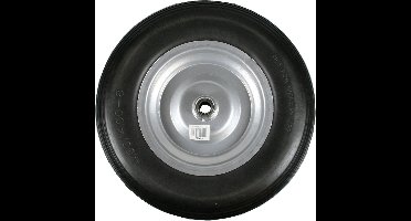 Benson Massief kruiwagenwiel - Lekbestendig - Zwart rubber - Zilveren velg - 39 cm diameter