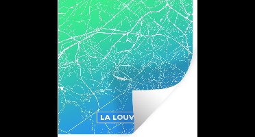 Muurstickers - Sticker Folie - Stadskaart - België - La Louvière - Blauw - 30x30 cm - Plakfolie - Muurstickers Kinderkamer - Zelfklevend Behang - Plattegrond - Zelfklevend behangpapier - Stickerfolie