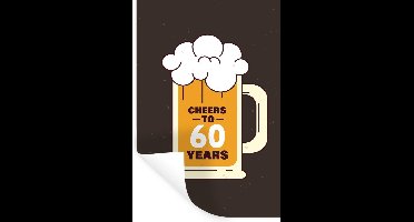 Muurstickers - Sticker Folie - Jubileum - 60 Jaar - Bier - 20x30 cm - Plakfolie - Muurstickers Kinderkamer - Zelfklevend Behang - Zelfklevend behangpapier - Stickerfolie