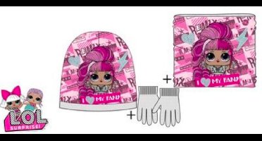 LOL Surprise - Winterset - Muts / Sjaal / Handschoenen - Roos  - Multi - 54 cm