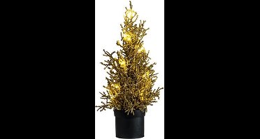 Kerstboom 15 LED lights glitter goud 13x13xH33 cm kunststof excl. 3 AAA batterijen