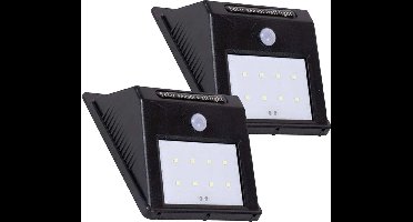 Buitenverlichting - Solar Buitenlamp met Bewegingssensor - Tuinverlichting op Zonne-Energie - 2 Stuks - Zwart