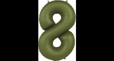 Folat - Folieballon Cijfer 8 Olive Green - 86 cm