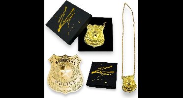 Gouden Metalen Politie Badge Ketting - Voeg Stijlvolle Autoriteit Toe aan je Look!