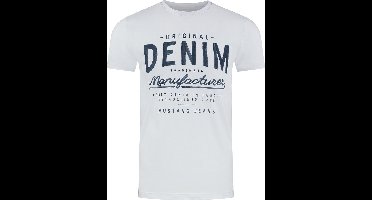 Mustang Heren T-Shirt Basic Print Tee regular fit Wit S Ronde Hals Volwassenen Opdruk Print Shirts
