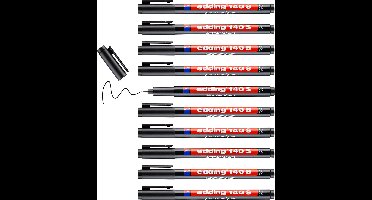 edding 140 S permanente pen - 10 stiften - zwart - ronde punt 0 3 mm - pen voor schrijven op glas plastic folies en gladde oppervlakken - permanent sneldrogend veegvast en watervast