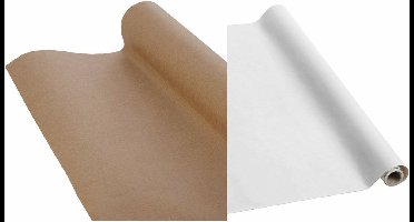 Bruin en Wit cadeaupapier pakpapier inpakpapier - 70 cm x 5 meter per rol - 4 rollen