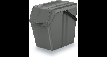 Keden Sorteer afvalbak/emmer - steengrijs - 25L - 24 x 40 x 37 cm - klepje/hengsel - afsluitbaar - GFT bak - prullenbakken