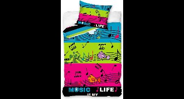 Music is my life dekbedovertrek 140 x 200 cm - 70 x 90 cm - Katoen