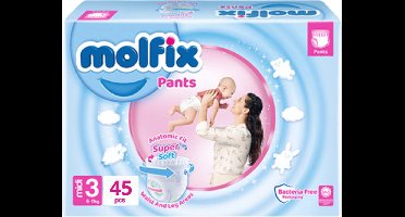 Molfix Premium Luiers Maat 3 Midi Pants (6-11 KG) Voordeel verpakking Maandbox - 405 luiers - Ultra Absorberend, Huidvriendelijk, Perfecte Pasvorm