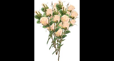 Emerald Kunstbloemen boeket Rozen - 8x - 44 cm - licht roze - Kunst zijdebloemen