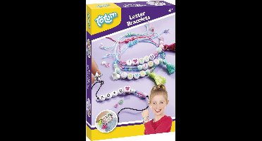 Totum 4 letter armbandjes maken - speelgoed meisjes vanaf 4 jaar - sieradenset knutselen - cadeau tip creatief vriendschaps armbandjes